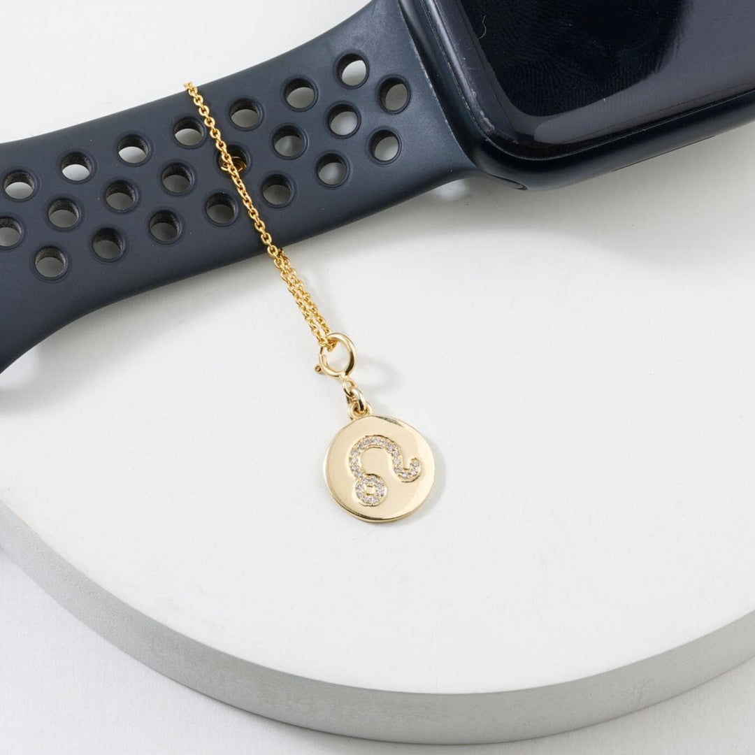 Leo Horoscope Birth Sign Charm, 14k Solid Gold, Natural Diamond, Zodiac Constellation Jewelry, Everyday Jewelry, Astrology Gift