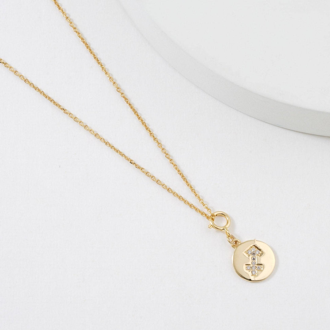 Sagittarius Horoscope Birth Sign Charm, 14k Solid Gold, Natural Diamonds, Zodiac Constellation Everyday Jewelry, Astrology Gift