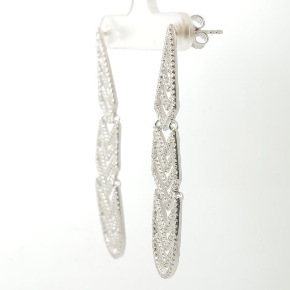 Geometric Chandelier Natural Diamond Earrings: 14k Solid Gold Wedding Long Statement Danglers, IGI Certified, Ready To Ship