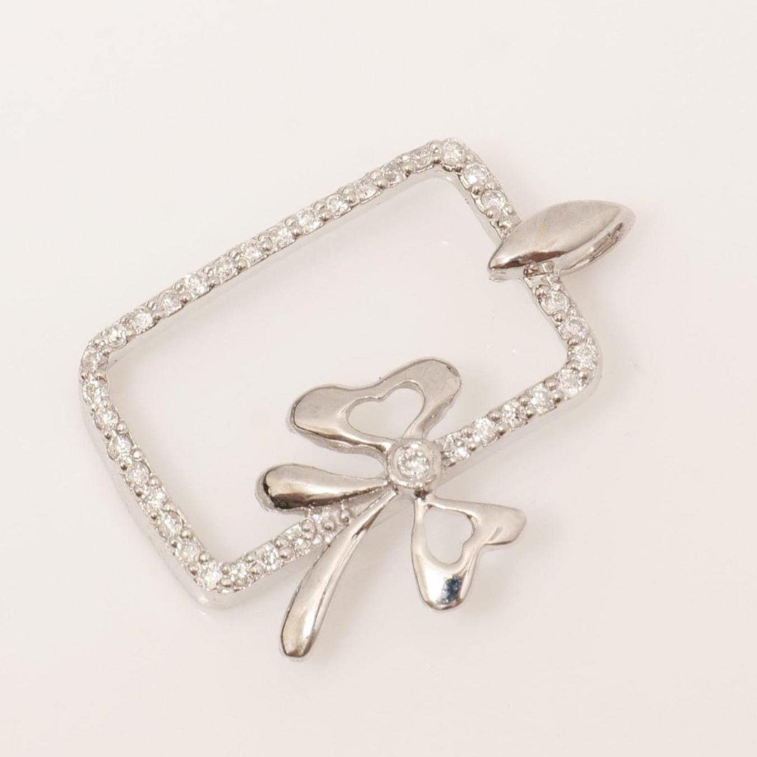 Bow Frame Natural Diamond Pendan:, 14k Solid Gold Layering Minimalist Necklace, IGI Certified, Ready To Ship