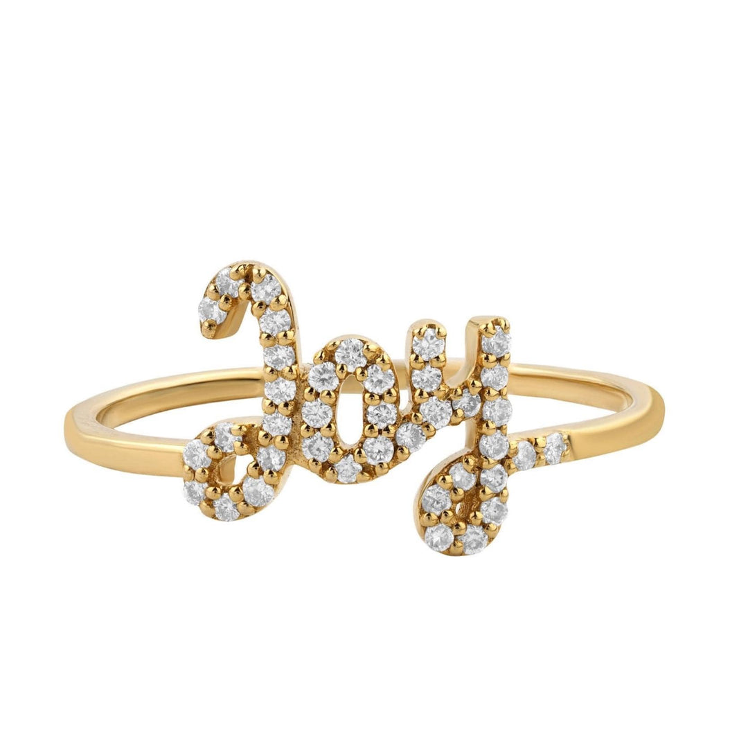 Joy Diamond Ring, 14k Solid Gold, Natural Diamonds, Personalized Statement Jewelry, Everyday Affirmation Ring, Ready To Ship