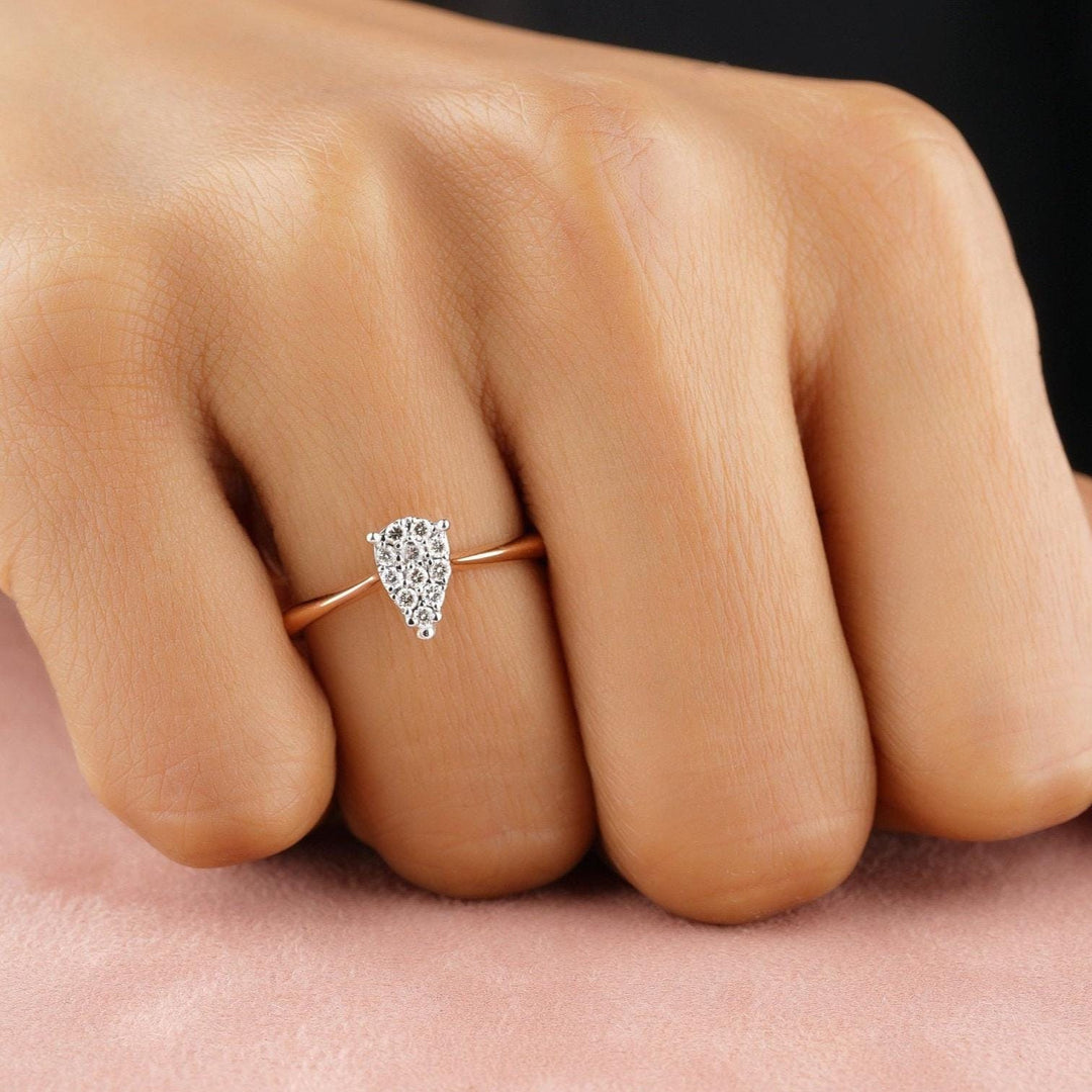 Teardrop Diamonds Ring, 14k Solid Gold, Natural Diamonds, Everyday Statement Jewelry, Minimalist Jewelry, Ready To Ship