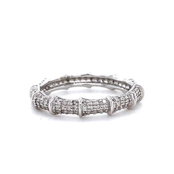 Bamboo Diamond Eternity Ring, 14k Solid Gold, Natural Diamonds, Minimalist Stacking Band, Everyday Jewelry, Ready To Ship