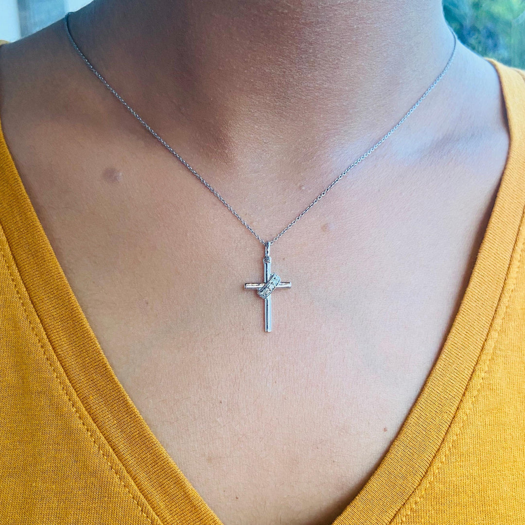 Cross Diamond Pendant, 14k Solid Gold, Natural Diamonds, IGI Certified, Religious Adjustable Necklace, Everyday Jewelry, Gift For Her