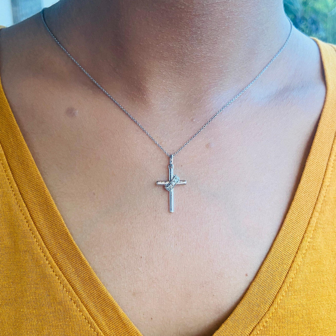 Cross Diamond Pendant, 14k Solid Gold, Natural Diamonds, IGI Certified, Religious Adjustable Necklace, Everyday Jewelry, Gift For Her