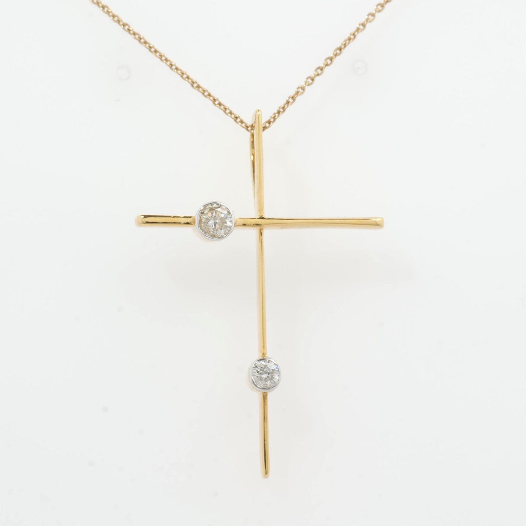 Diamond Cross Pendant, 14k Solid Gold, Natural Diamonds, IGI Certified, Religious Adjustable Necklace, Bezel Everyday Jewelry, Gift For Her