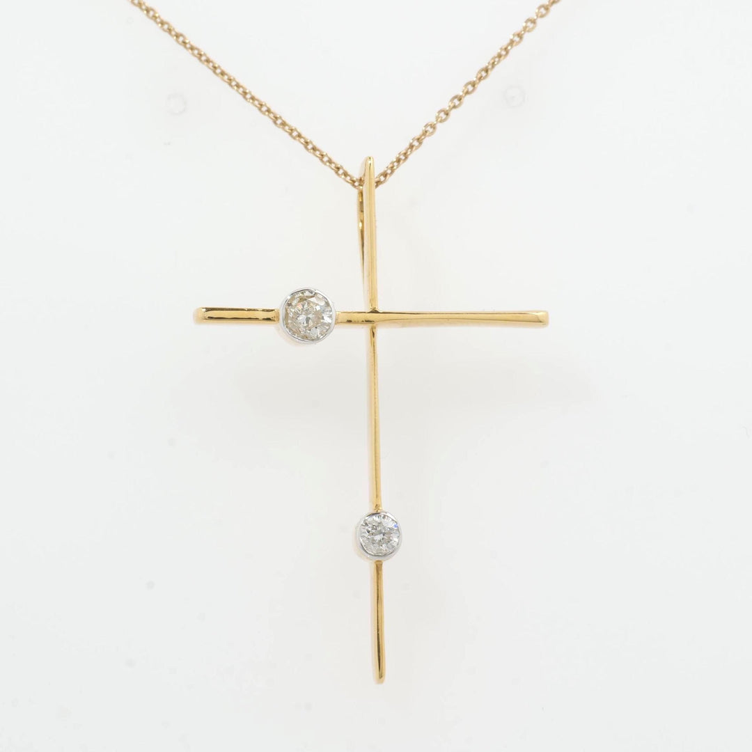 Diamond Cross Pendant, 14k Solid Gold, Natural Diamonds, IGI Certified, Religious Adjustable Necklace, Bezel Everyday Jewelry, Gift For Her