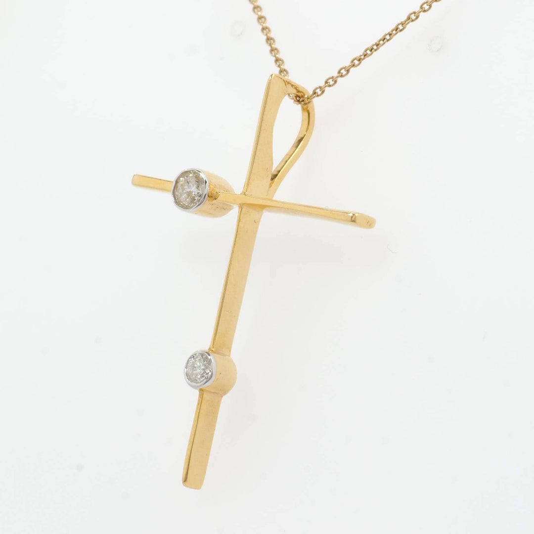 Diamond Cross Pendant, 14k Solid Gold, Natural Diamonds, IGI Certified, Religious Adjustable Necklace, Bezel Everyday Jewelry, Gift For Her