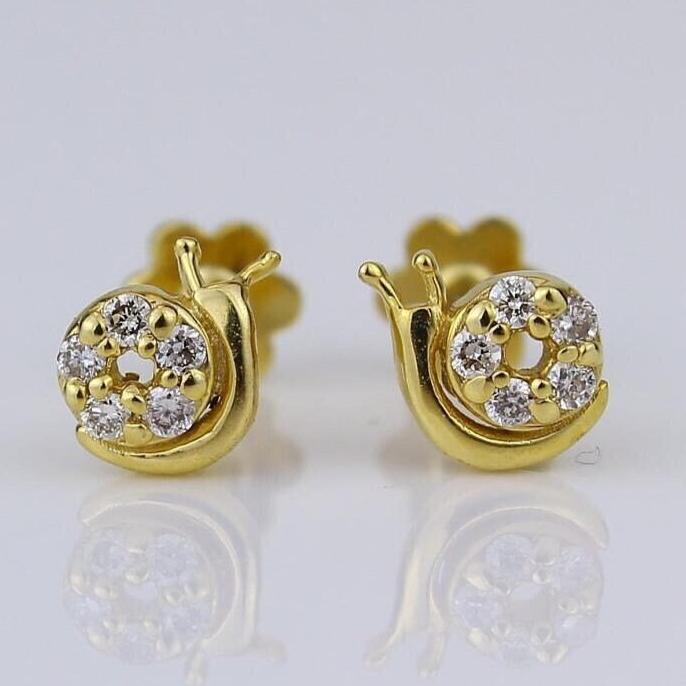 Kids Snail Diamond Stud Earrings, 14k Solid Gold, Natural Diamonds, Kids jewelry, Gift for toddlers/girls/kids, Ready To Ship