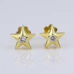 Load image into Gallery viewer, Kids Starry Diamond Stud Earrings, 14k Solid Gold, Natural Diamonds, Kids jewelry, Gift for toddlers/girls/kids
