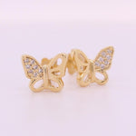 Load image into Gallery viewer, Kids Winged Butterfly Diamond Stud Earrings, 14k Solid Gold, Natural Diamonds, Kids Animal jewelry, Gift for toddlers/girls/kids
