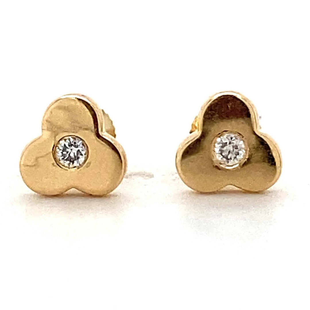 Kids Blossom Diamond Stud Earrings, 14k Solid Gold, Natural Diamonds, Kids Floral Jewelry, Gift for toddlers/girls/kids, Ready To Ship