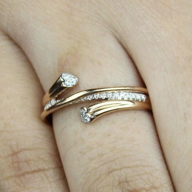 Diamond Ring in 14K Solid Gold , Natural Diamonds, , Everyday Jewelry Ready To Ship, Women&#39;s Day Gift