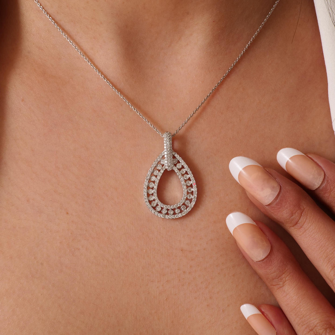 Pear Diamond Pendant, 14k Solid Gold, Natural Diamond, Stackable Everyday Necklace, Layering Statement Jewelry, Ready To Ship, IGI Certified