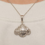 Load image into Gallery viewer, Flower Petal Pendant Necklace, 14k Solid Gold, Natural Diamonds, Illusion Pendant, Minimalist Layering Jewelry, Ready To Ship, IGI Certified
