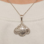 Load image into Gallery viewer, Flower Petal Pendant Necklace, 14k Solid Gold, Natural Diamonds, Illusion Pendant, Minimalist Layering Jewelry, Ready To Ship, IGI Certified
