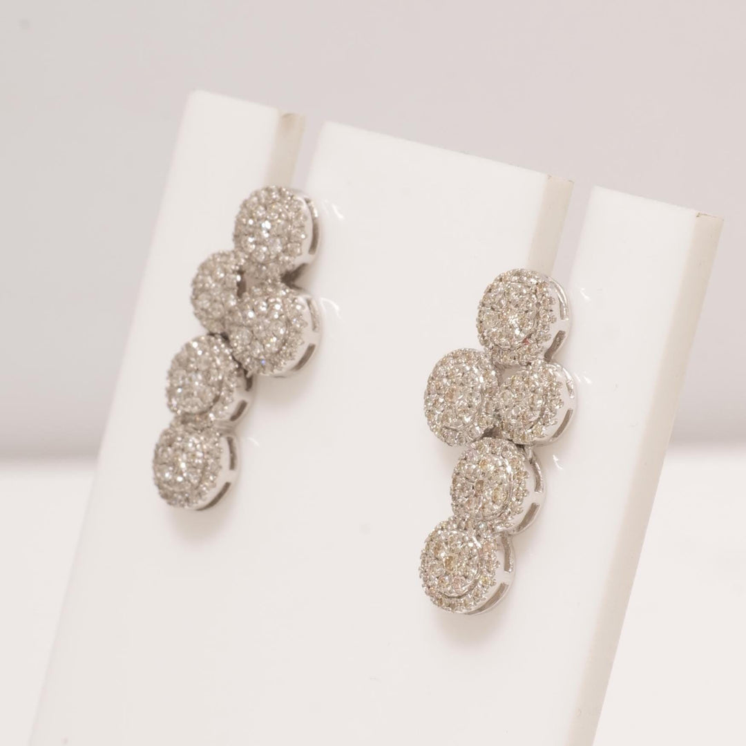 Cluster Diamond Earrings, 14k Solid Gold, Natural Diamonds, Round Drop Studs, Minimalist Statement Earrings, Ready To Ship, IGI Certified