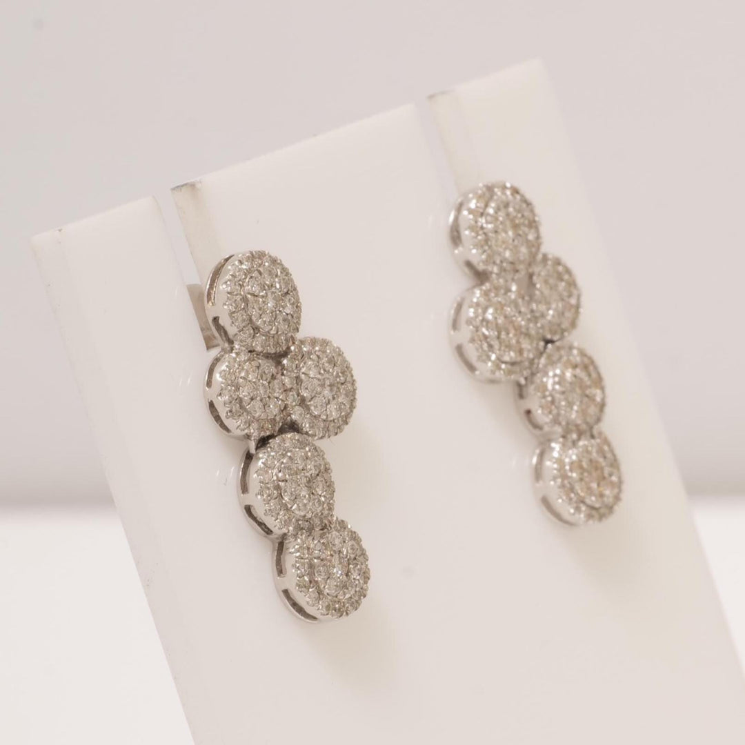 Cluster Diamond Earrings, 14k Solid Gold, Natural Diamonds, Round Drop Studs, Minimalist Statement Earrings, Ready To Ship, IGI Certified