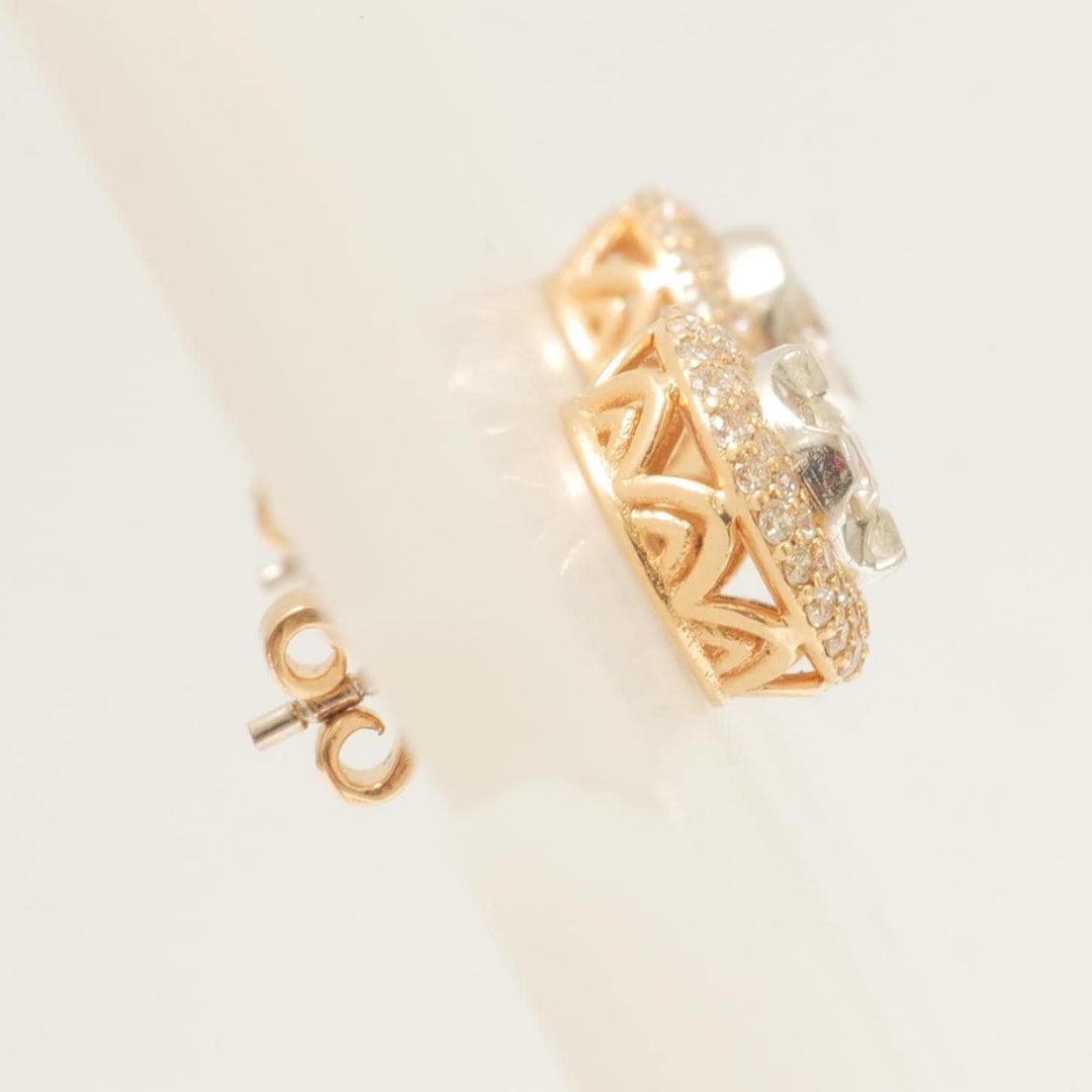 Solitaire Halo Natural Diamond Stud Earring: 14k Solid Gold Statement Studs, Certified Jewelry