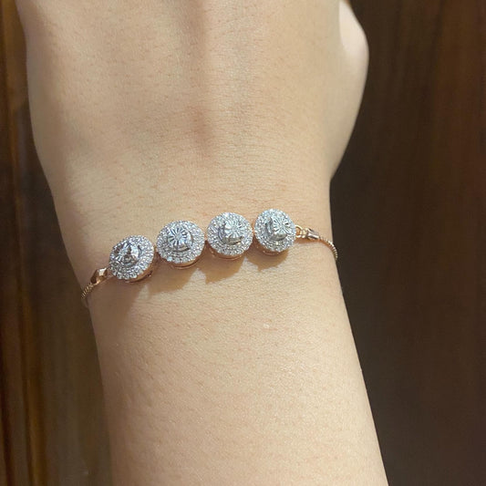 Diamond Circles Bolo Bracelet with Illusion setting in 14k Solid Gold, Natural Diamonds, Ready To Ship, Women's Day Gift