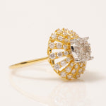 Load image into Gallery viewer, Floral Diamond Cluster Ring, 14k Solid Gold,  Natural Diamonds, Illusion Dome Setting Ring, Two Toned Ring, Ready To Ship, Certified Jewelry
