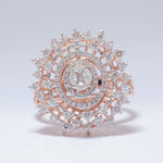 Load image into Gallery viewer, Flower Halo Natural Diamond Ring: 14k Solid Gold Filigree Illusion Cocktail Ring, IGI Certified, Ready To Ship
