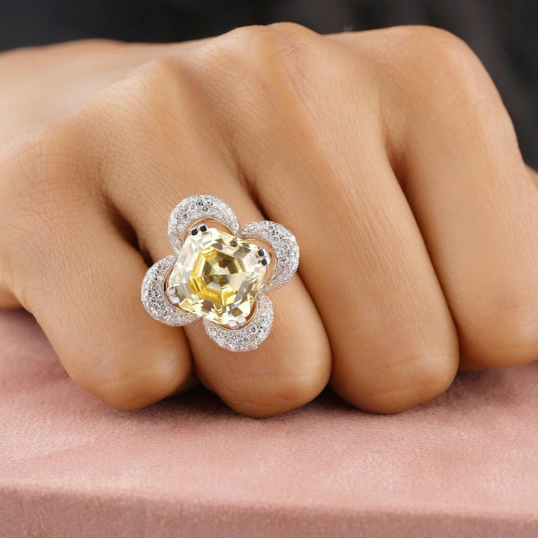 Citrine Diamond Ring In 14kt Solid Gold, Cocktail Ring With Natural Diamonds, Ready To Ship, Women&#39;s Day Gift