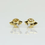 Load image into Gallery viewer, Kids Winged Heart Diamond Stud Earrings, 14k Solid Gold, Natural Diamonds, Angel Jewelry, Gift for toddlers/girls/kids
