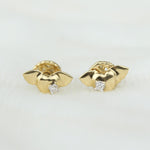 Load image into Gallery viewer, Kids Winged Heart Diamond Stud Earrings, 14k Solid Gold, Natural Diamonds, Angel Jewelry, Gift for toddlers/girls/kids
