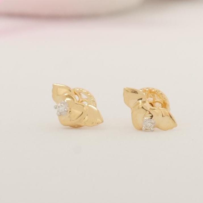 Kids Winged Heart Diamond Stud Earrings, 14k Solid Gold, Natural Diamonds, Angel Jewelry, Gift for toddlers/girls/kids