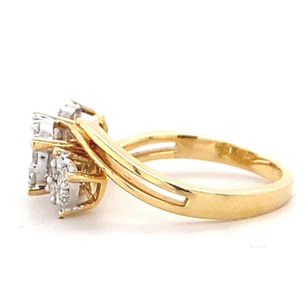 Three Stone Diamond Ring in 14K Solid Gold, Illusion Setting Trinity Wedding Band, Natural Diamonds, Ready To Ship, Women&#39;s Day Gift