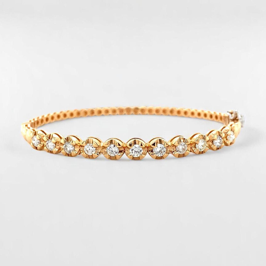 Solitaire Bracelet in 18k Solid Gold Diamond Bracelet, Sturdy Bracelet, Natural Diamonds, Eternity Stackable Bracelet, Gift For Her