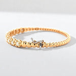 Load image into Gallery viewer, Solitaire Bracelet in 18k Solid Gold Diamond Bracelet, Sturdy Bracelet, Natural Diamonds, Eternity Stackable Bracelet, Gift For Her
