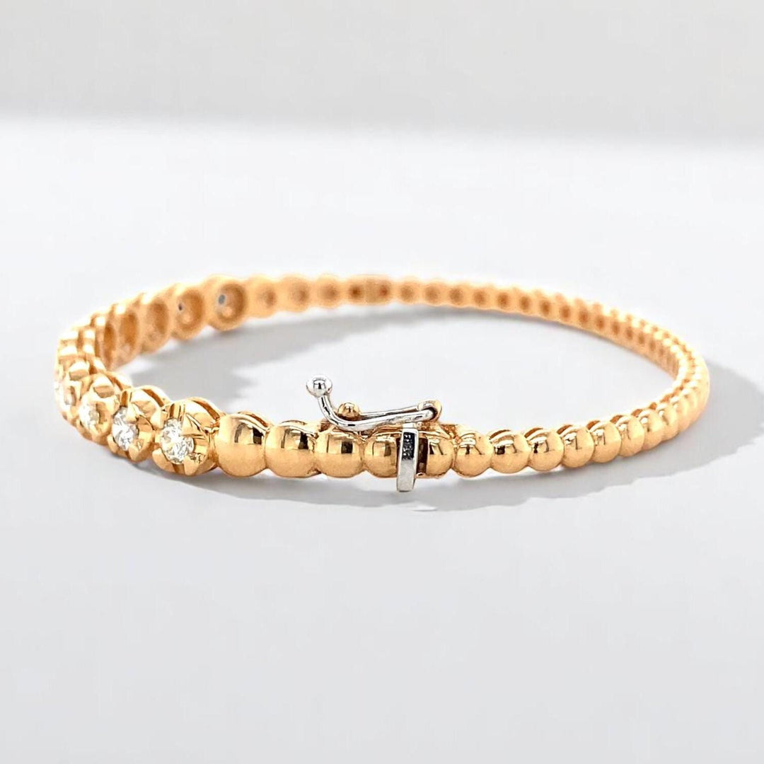 Solitaire Bracelet in 18k Solid Gold Diamond Bracelet, Sturdy Bracelet, Natural Diamonds, Eternity Stackable Bracelet, Gift For Her