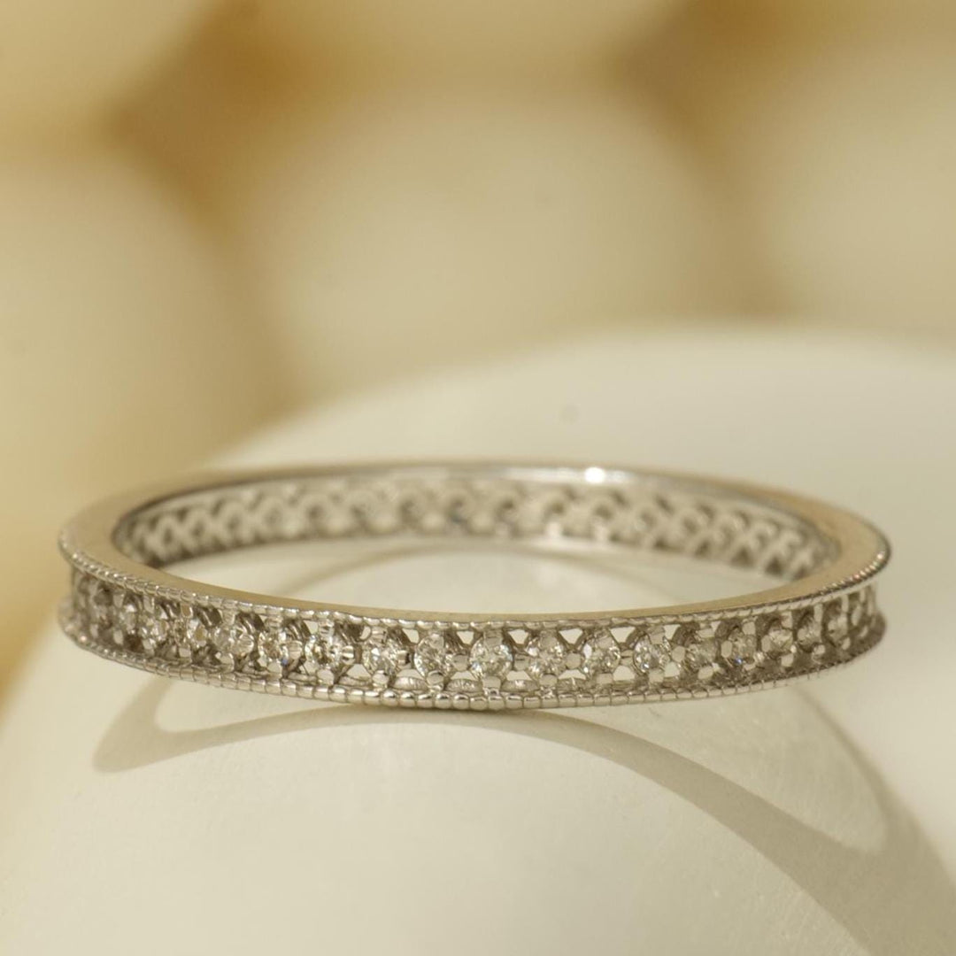 Round Diamond Band Ring in 14k Solid Gold, Supporting Diamond Band,  Natural Diamonds, Ready To Ship, Women&#39;s Day Gift