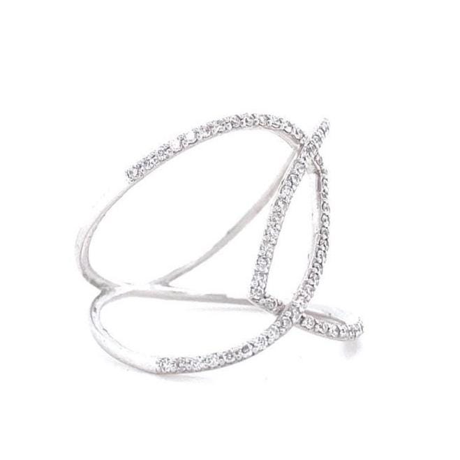 Intertwined Diamond Loop Band Ring, 14k Solid Gold, Criss Cross Ring, Natural Diamonds, Statement Jewelry, Certified Jewelry