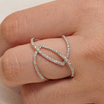 Load image into Gallery viewer, Intertwined Diamond Loop Band Ring, 14k Solid Gold, Criss Cross Ring, Natural Diamonds, Statement Jewelry, Ready To Ship
