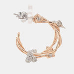 Load image into Gallery viewer, Hoop Vine Diamond Earrings, 14k Solid Gold J Hoops, Flower Natural Diamonds Earrings, Dual Tone, Ready To Ship, Women&#39;s Day Gift
