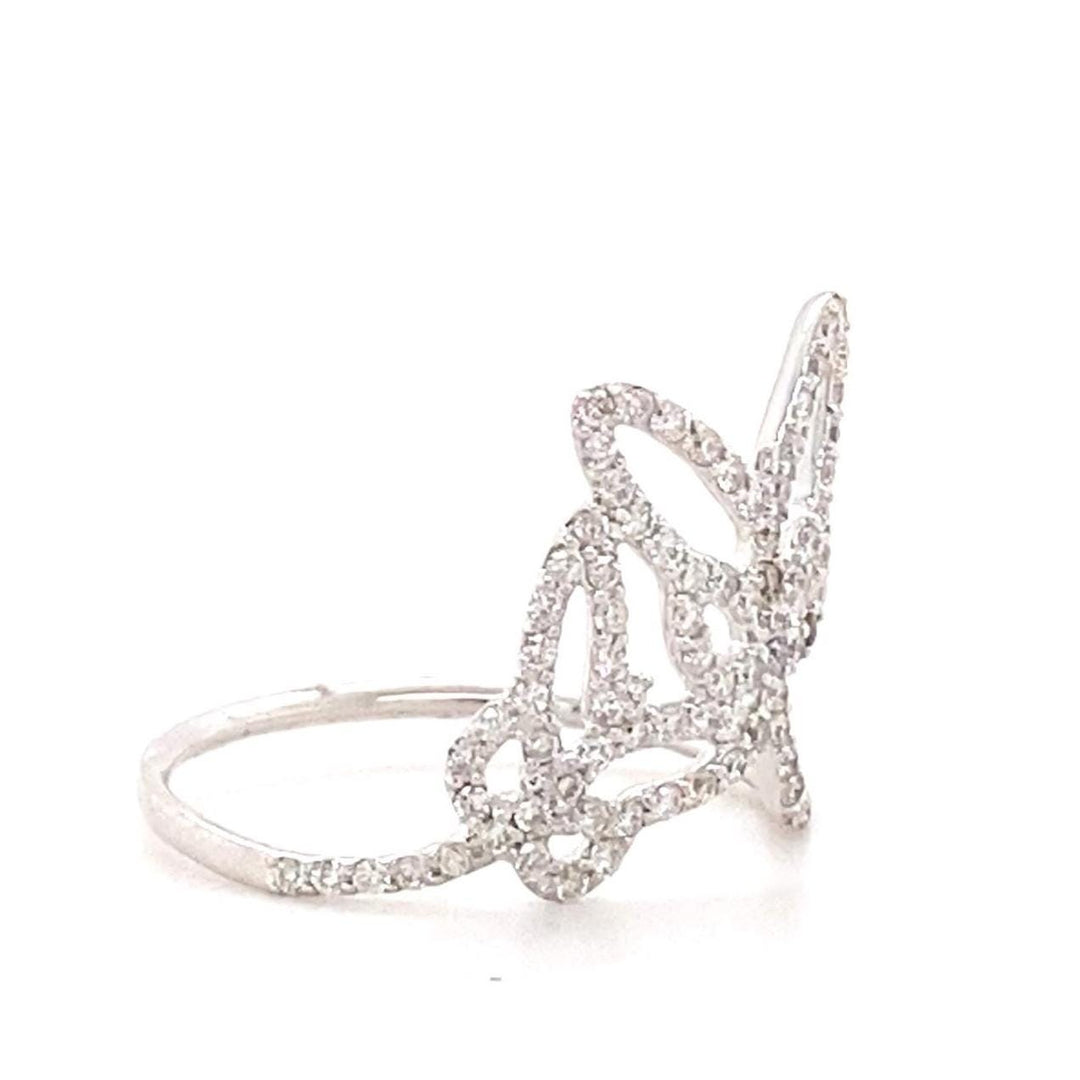 Double Butterfly Diamond Ring, 14k Solid Gold, Natural Diamonds, Animal Jewelry, Everyday Minimalist Ring, Statement Ring, Ready To Ship