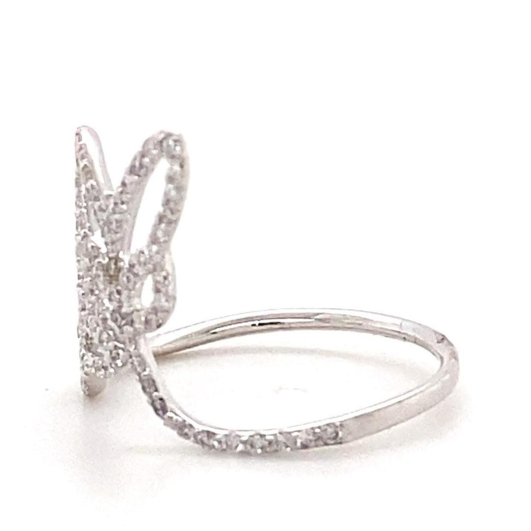 Double Butterfly Natural Diamond Minimalist Ring: 14k Solid Gold Animal Everyday Jewellery, Certified Jewelry, Ready To Ship