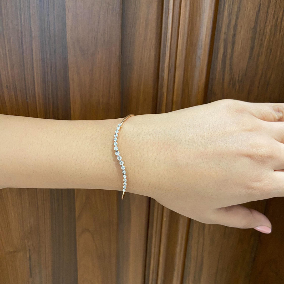 Diamond Bracelet With Butterfly Charm, 14k Solid Gold, Natural Diamonds, Bezel setting, Stacking Bracelet, Ready To Ship, Women's Day Gift