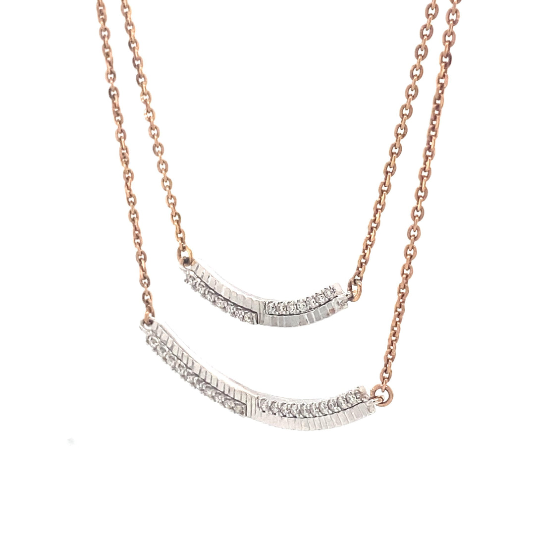 Double Arc Layered Diamond Necklace, Dual Tone Necklace in 14k Solid Gold, Natural Diamonds, Ready To Ship, Women&#39;s Day Gift