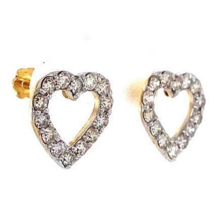 Kids Hollow Heart Diamond Stud Earrings, 14k Solid Gold, Natural Diamonds, Kids Jewelry, Gift for toddlers/girls/kids
