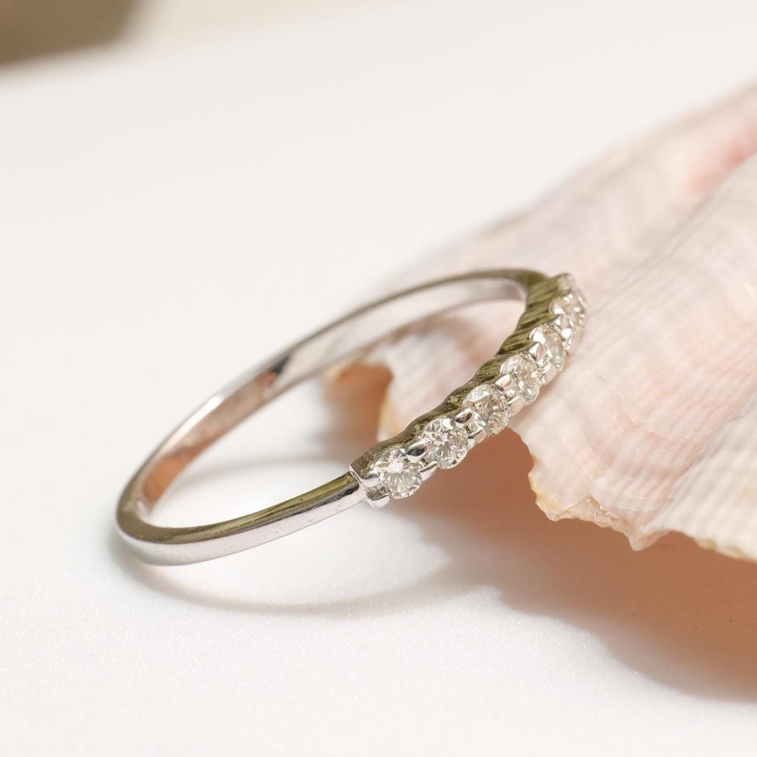 Diamond Promise Band Ring, 14k Solid Gold, Natural Diamonds, Everyday Jewelry, Stackable Ring, Ready To Ship, Women's Day Gift