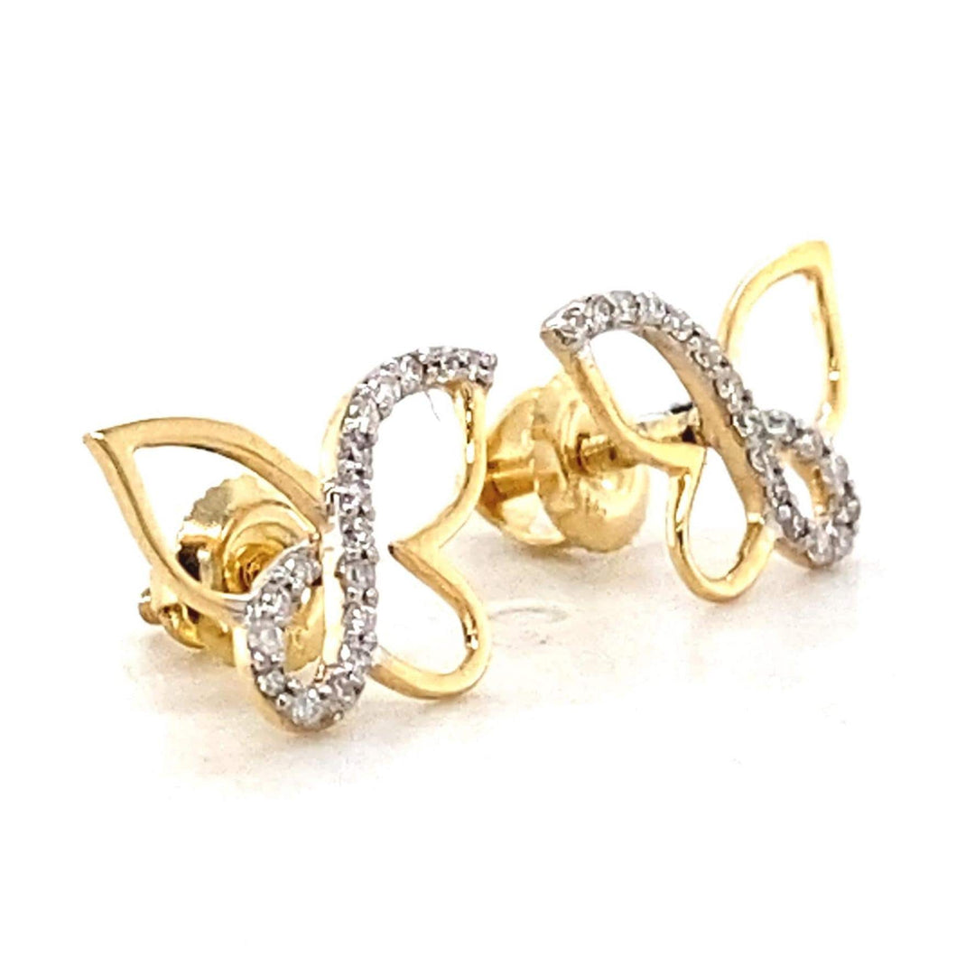 Kids Butterfly Diamond Stud Earrings, 14k Solid Gold, Natural Diamonds,  Open Wing Insect Jewelry, Gift for toddlers/girls, Ready To Ship