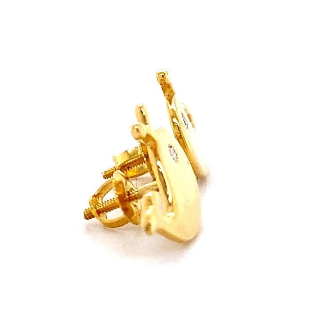 Kids Whale Diamond Stud Earrings, 14k Solid Gold, Natural Diamonds, Kids jewelry, Gift for toddlers/girls/kids, Ready to Ship