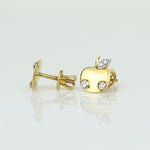 Load image into Gallery viewer, Kids Apple Diamond Stud Earrings, 14k Solid Gold, Natural Diamonds, Fruit Jewelry, Gift for toddlers/girls
