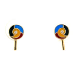 Load image into Gallery viewer, Kids Lollipop Diamond Stud Earrings, 14k Solid Gold With Enameling, Natural Diamonds, Candy Jewelry, Gift for toddlers/girls, Ready To Ship
