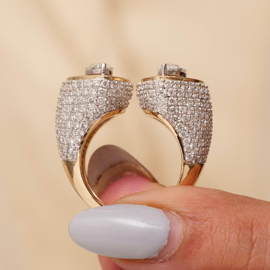 Marquise Halo Diamond Ring, 14k Solid Gold Ring, Natural Diamonds, Eye Cluster Band, Cocktail Statement Band, Ready To Ship, IGI Certified