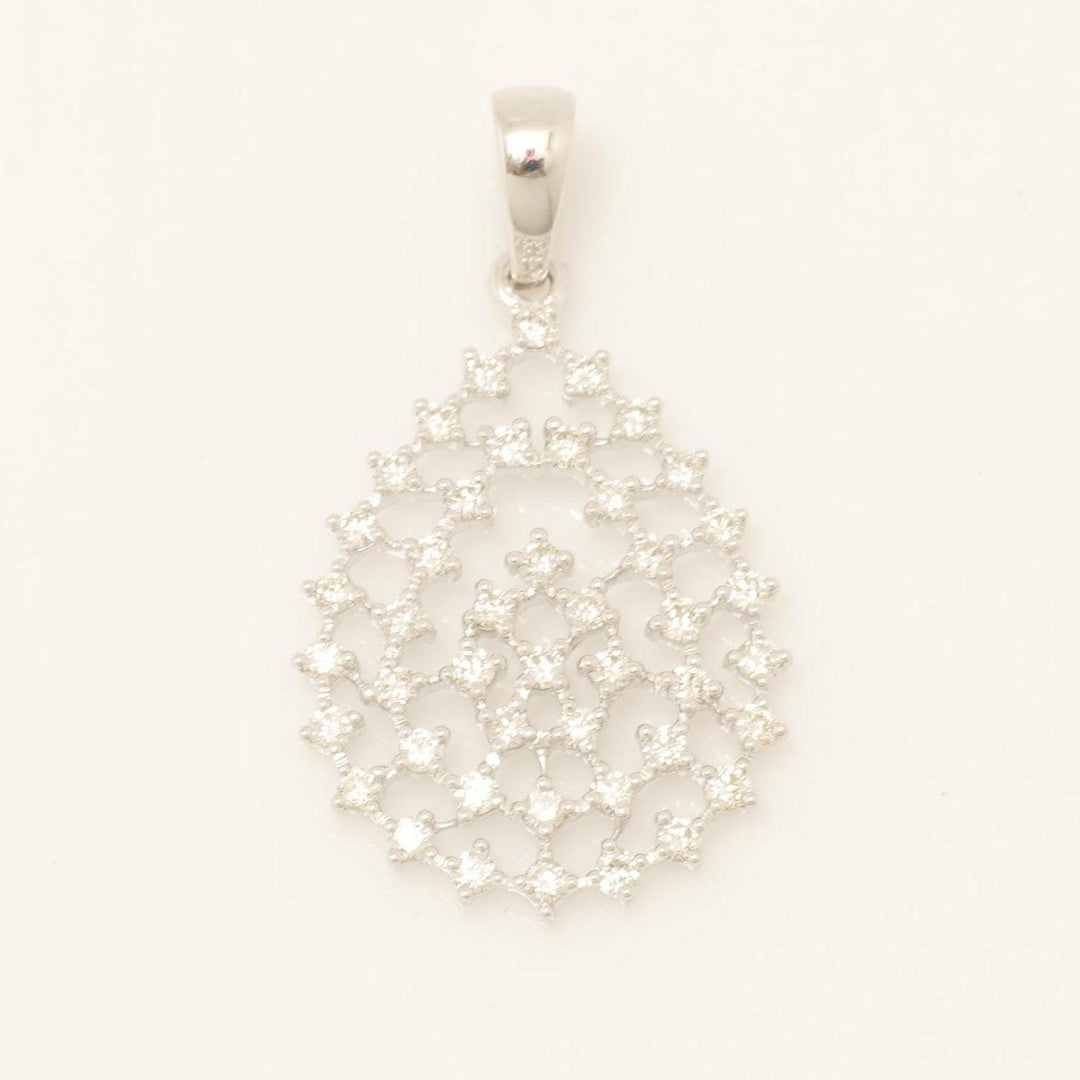 Teardrop Diamond Pendant, 14k Solid Gold, Natural Diamonds, Celestial Statement Necklace, Layering Cocktail Pendant, Floral Lattice Pendant